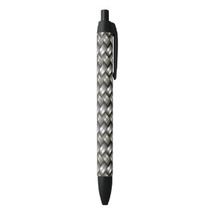 Woven metal pattern black ink pen