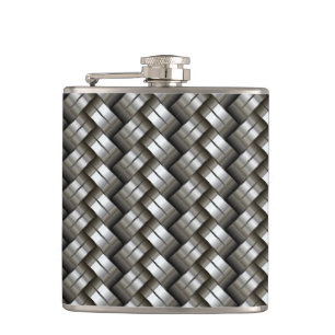 Woven metal pattern hip flask