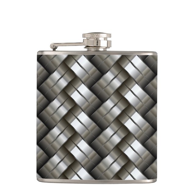 Woven metal pattern hip flask (Front)