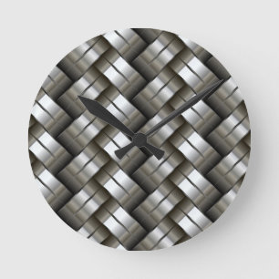 Woven metal pattern round clock