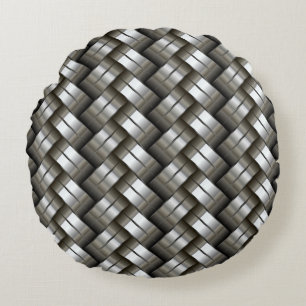 Woven metal pattern round cushion