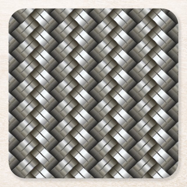 Woven metal pattern square paper coaster (Front)