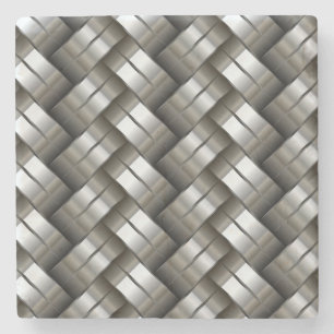 Woven metal pattern stone coaster