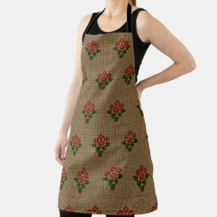 Woven Poinsetta All-Over Apron