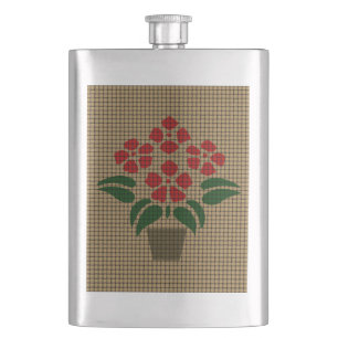 Woven Poinsetta Hip Flask