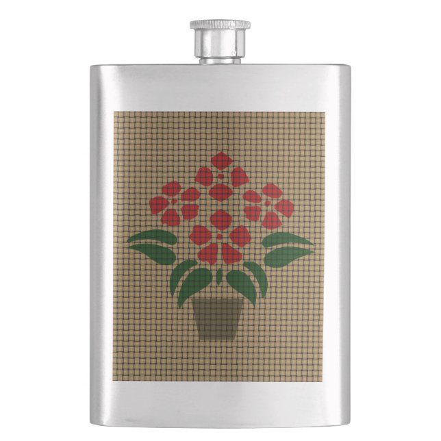 Woven Poinsetta Hip Flask (Front)