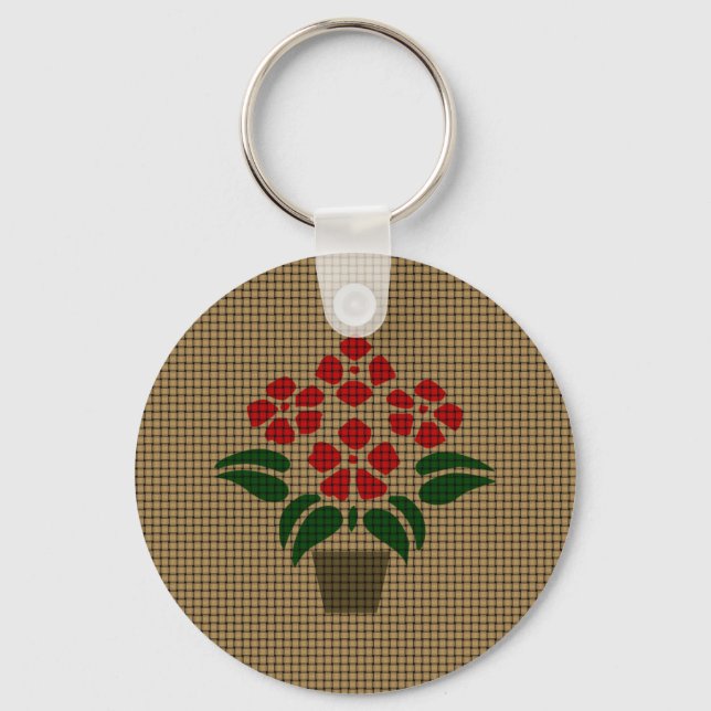 Woven Poinsetta Key Ring (Front)