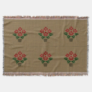 Woven Poinsetta Throw Blanket
