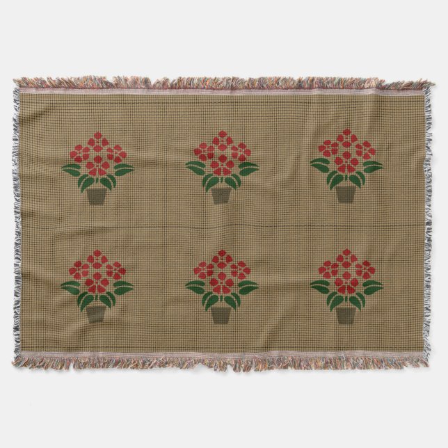Woven Poinsetta Throw Blanket (Front)