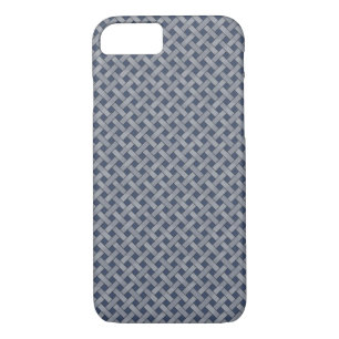 Woven Rattan Pattern Silver on Custom Dark Blue Case-Mate iPhone Case
