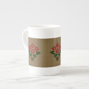 Woven Red Poinsetta Bone China Mug