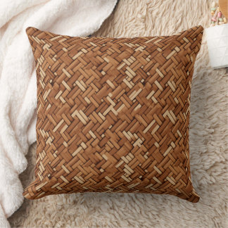Woven texture in brown and beige pattern cushion