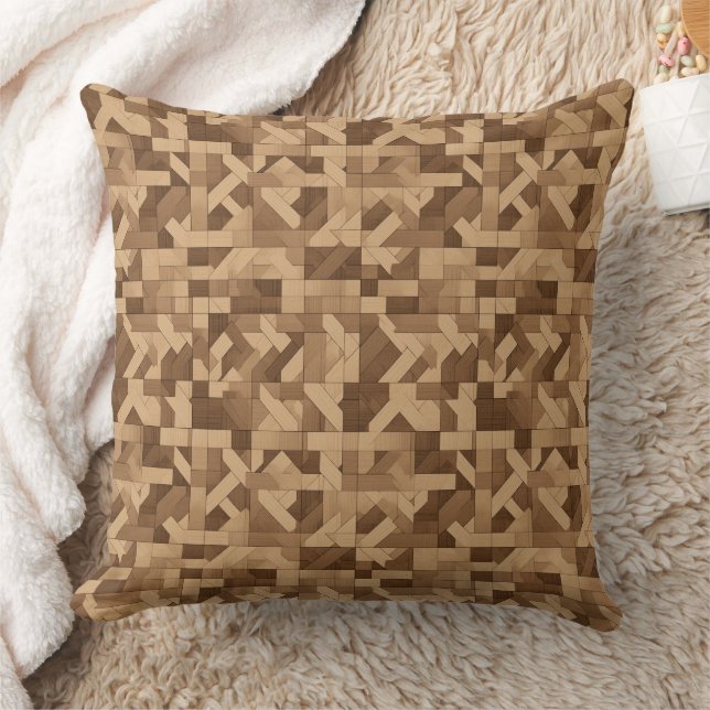 Woven texture in brown and beige pattern  cushion (Blanket)