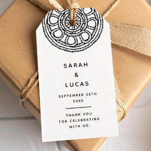 Woven wedding or engagement Favour tag with knots