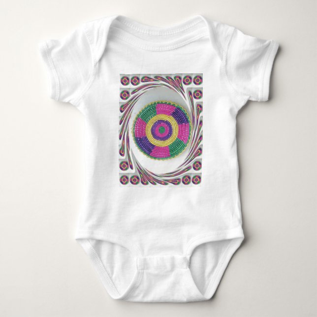 Woven Whirl Art Print Baby Bodysuit (Front)