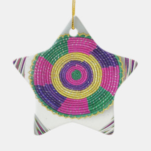 Woven Whirl Art Print Ceramic Tree Decoration