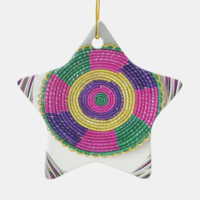 Woven Whirl Art Print Ceramic Tree Decoration (Front)