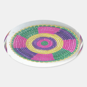 Woven Whirl Art Print Oval Sticker