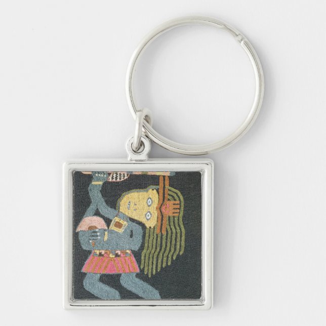 Woven wool dancer with baton, Paracas tribe Key Ring (Front)