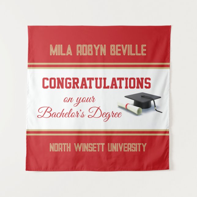 Wow! Bachelor's Degree! Graduation  Tapestry (Front)