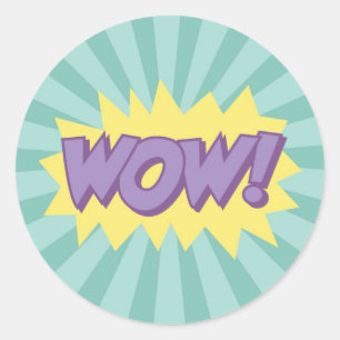 WOW comic book style effect Classic Round Sticker