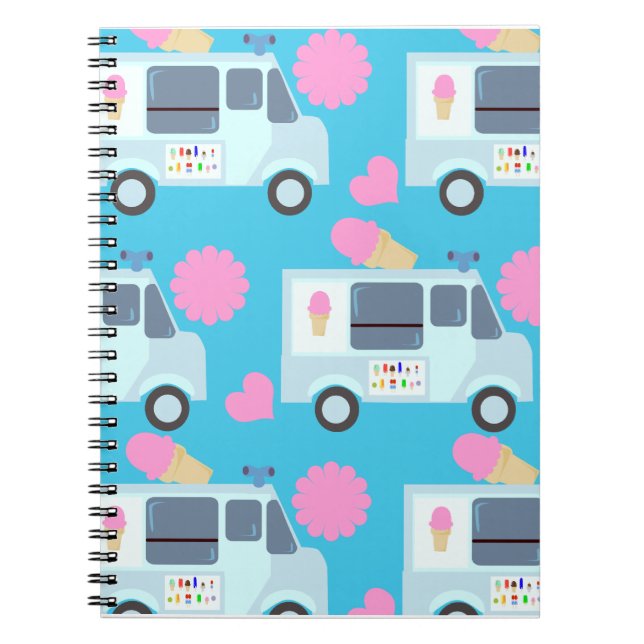 Wow Cute Ice Cream Trucks Spiral Notebook (Front)