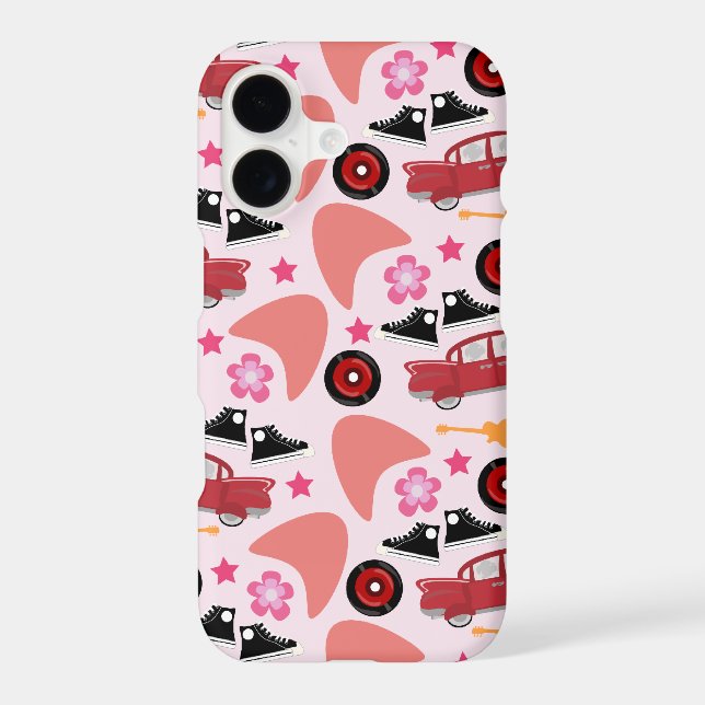 Wow Fun Pink Fifties Flashback Retro Pattern iPhone Case (Back)