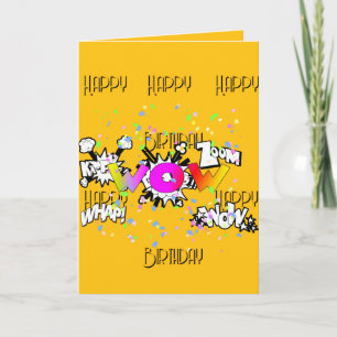 WOW! Happy Happy Birthday Yellow Greeting Card