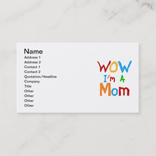 WOW I'm a Mum T-shirts and GIfts Calling Card (Front)