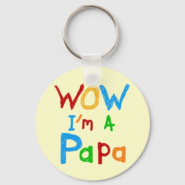 Wow I'm a Papa Tshirts and GIfts Key Ring (Front)