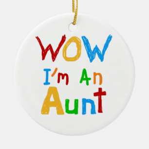 WOW I'm an Aunt T shirts and Gifts Ceramic Tree Decoration