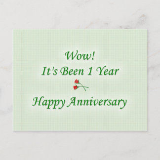 Wow! It's Been 1 Year Happy Anniversary Postcard