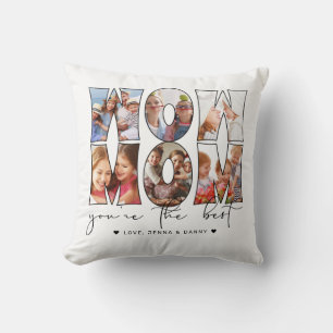 Wow Mum Quote Modern White 6 Photo Collage Cushion