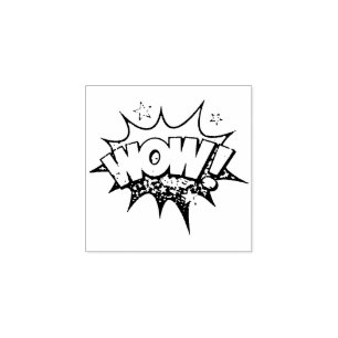 WOW! Vintage Comic Book Steampunk Pop Art Rubber Stamp