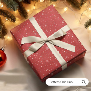 WP06 Snowflake Christmas Red Modern Elegant Wrapping Paper