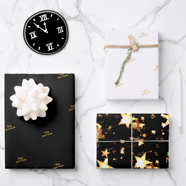 WP | Name (3) Black Gold 19x29 Wrapping Paper (Creator Uploaded)