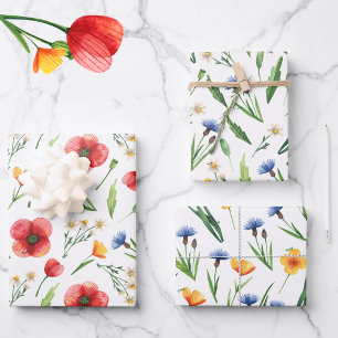 WP Names 3 Colourful 19x29 Watercolor Wildflower Wrapping Paper Sheet