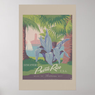 WPA930s Discover Puerto Rico USA Vintage Caribbean Poster