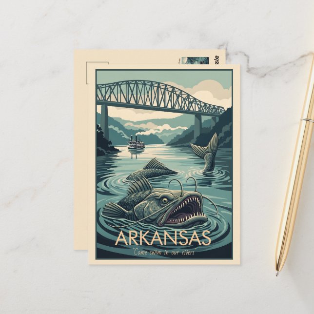 WPA Arkansas White River Postcard (Front/Back In Situ)