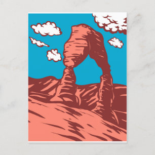 WPA Art Delicate Arch in Arches National Park  Holiday Postcard