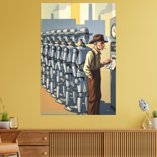 WPA Inspired AI Workers Canvas Print