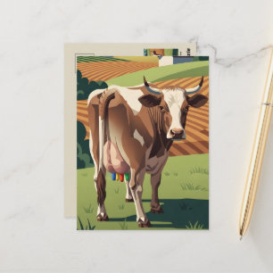 WPA‑Style Funny Cow Postcard