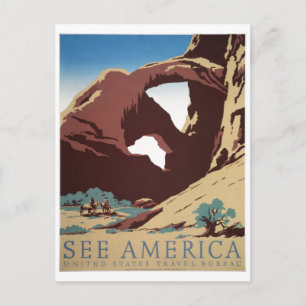 WPA Vintage Travel Poster See America Arches Postcard