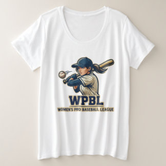 WPBL Womens Pro Baseball League Mascot Design Plus Size T-Shirt