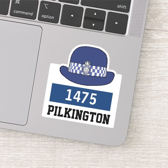 WPC Police Cap with Name & Number Sticker (Detail)