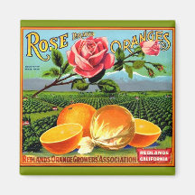 WQ MAGNET : Rose and Orange Crate Label
