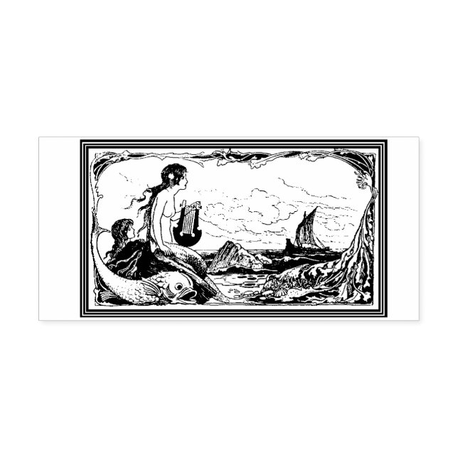 WQ RUBBER STAMP: Mermaids and ship Rubber Stamp (Imprint)