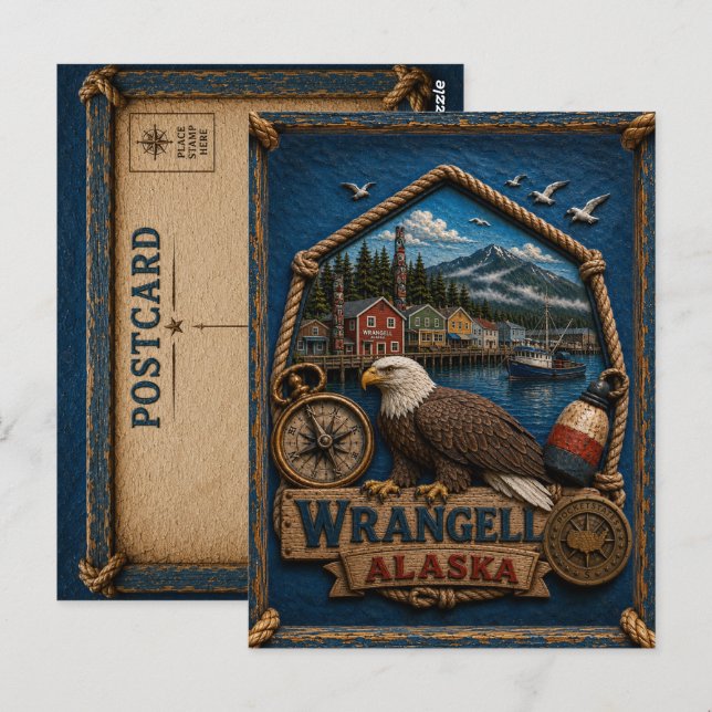 Wrangell Alaska Postcard Vintage Travel (Front/Back)