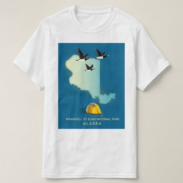 wrangell st elias Alaska Map T-Shirt (Design Front)