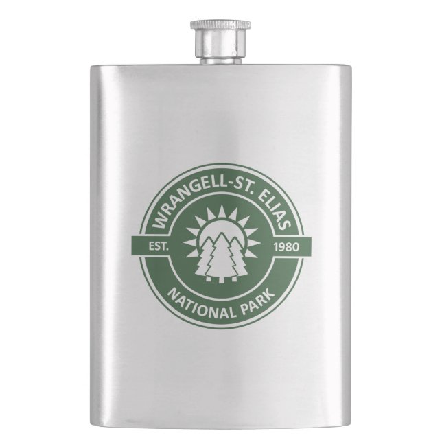 Wrangell–St. Elias National Park Sun Trees Hip Flask (Front)